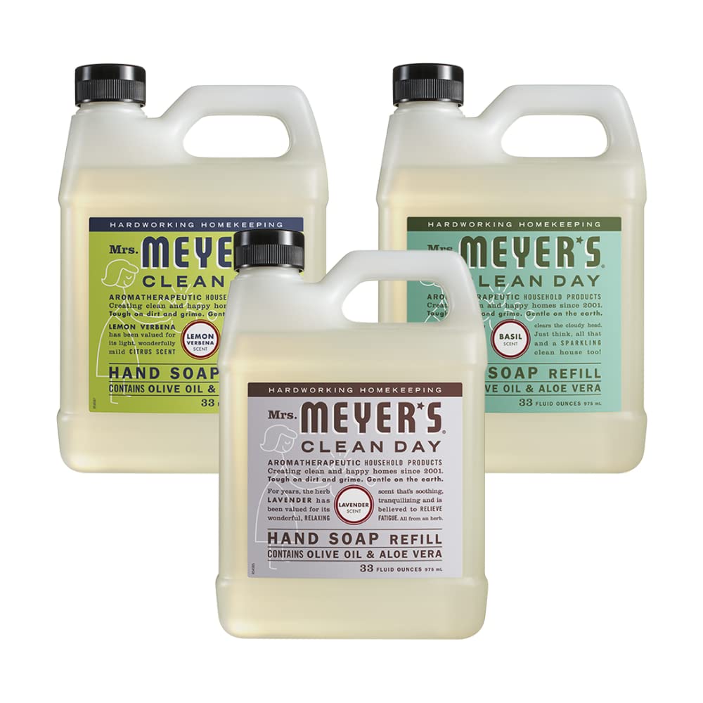 Mrs. MEYER'S CLEAN DAY Liquid Hand Soap Refill Scent Variety Pack (Lemon Verbena + Lavender + Basil) Beauty & Personal Care Mrs. MEYER'S