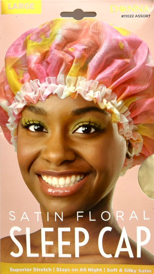 DONNA Satin Floral Sleep Cap Stays on All Night, Superior Strech, Sleep Cap for Women Yellow Color Beauty and Personal Care DONNA