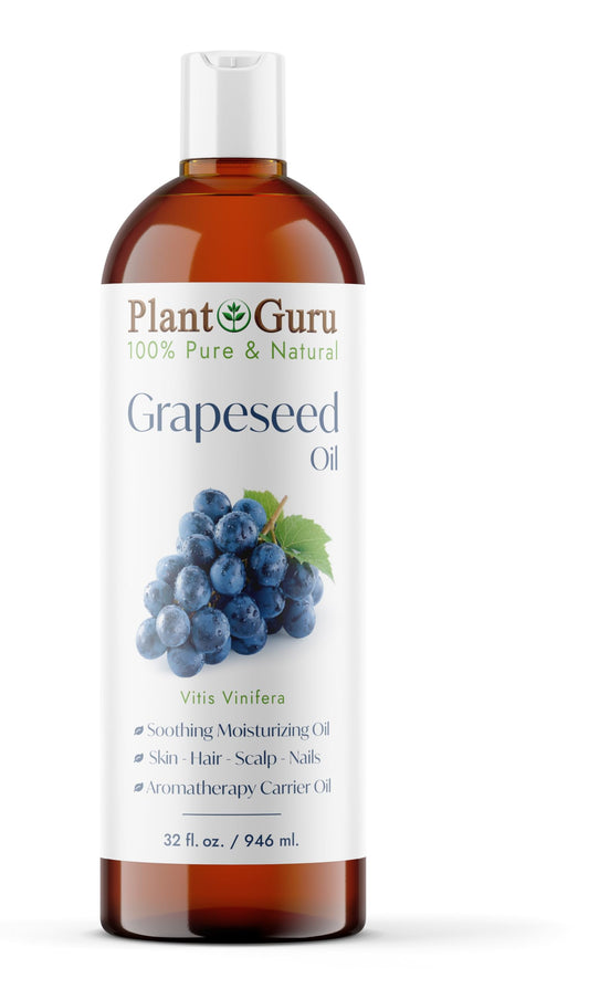 Plant Guru Grapeseed Oil 32 oz. Cold Pressed 100% Pure Natural Carrier For Skin, Body, Face, and Hair Growth Moisturizer. Great For Creams, Lotions Beauty & Personal Care Plant Guru