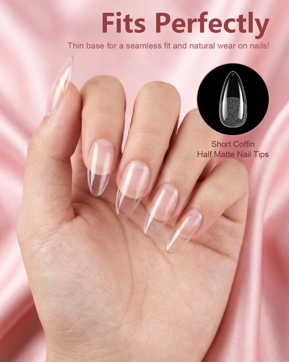MORGLES 480Pcs Clear Almond Fake Nail Tips Kit Full Cover Beauty and Personal Care MORGLES