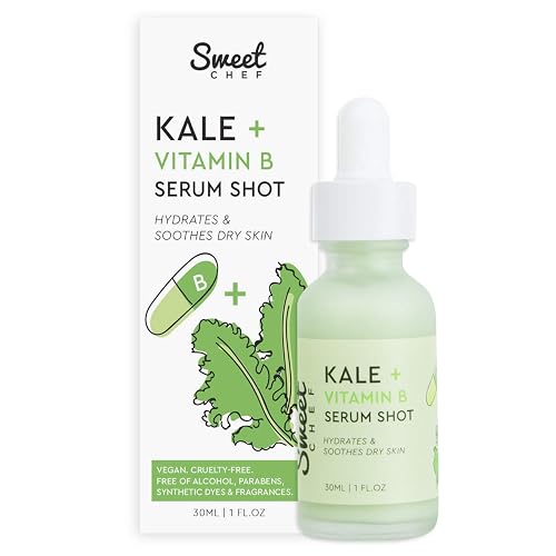 Sweet Chef Kale + Vitamin B Serum Shot - Hydrating Antioxidant-Rich Facial Serum with Vitamin B + Aloe Vera for Moisturizing + Soothes Dry Skin for a Beauty & Personal Care Sweet Chef