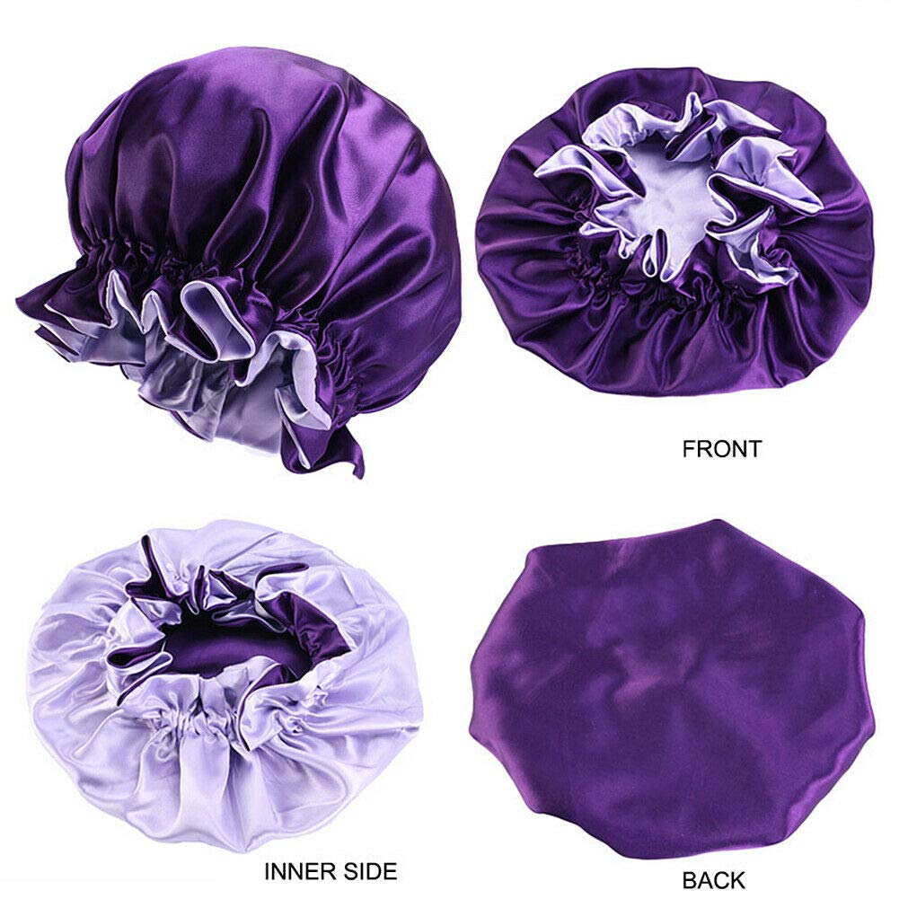 Magik Double-sided Cover Satin Night Sleep Cap Hair Bonnet Hat Head w/Elastic Band (2 Pack, Yellow/Black) Beauty and Personal Care Magik