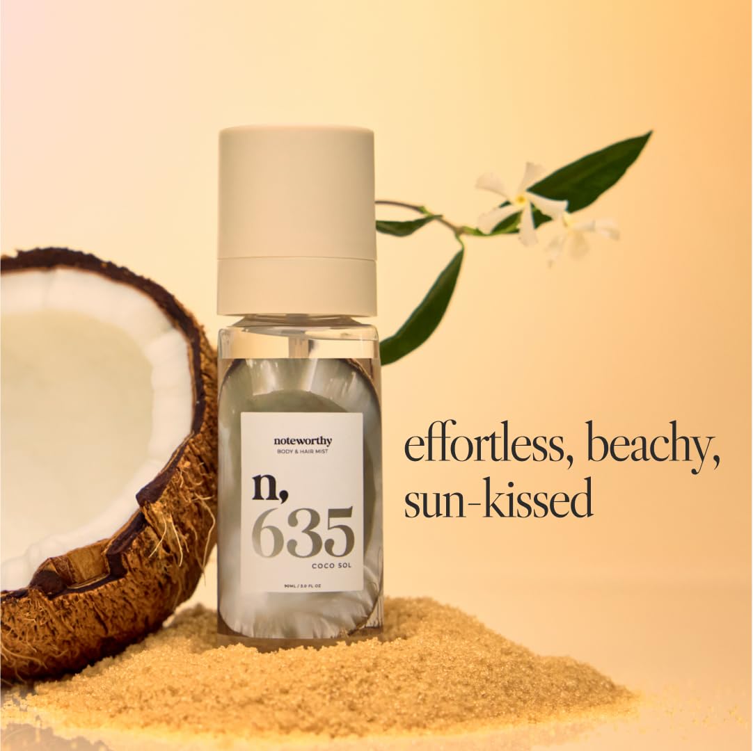 Noteworthy n,635 Coco Sol Body Mist - Marshmallow • Coconut Sugar • Jasmine • Tiare • Vanilla • Amber • Sandalwood | Beachy Gourmand Mist Beauty & Personal Care Noteworthy