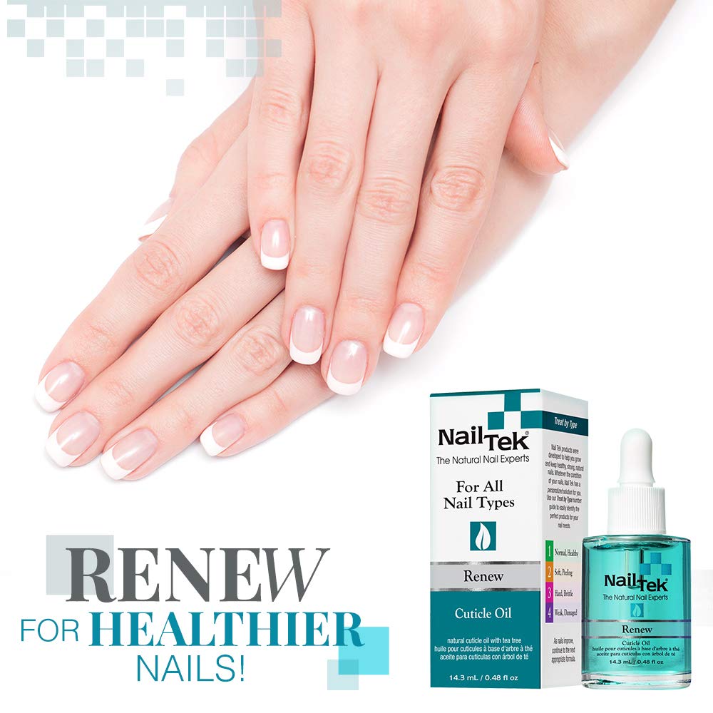Nail Tek Renew, Natural Cuticle Oil with Tea Tree for All Nail Types, 0.48 oz, 1-Pack Beauty & Personal Care Nail Tek