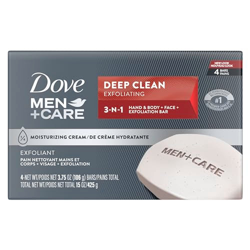 Dove Men+Care Men's Bar Soap Deep Clean 4 Bar More Moisturizing Than Bar Soap Effectively Washes Away Bacteria, Nourishes Your Skin 3.75 oz Beauty & Personal Care DOVE MEN + CARE