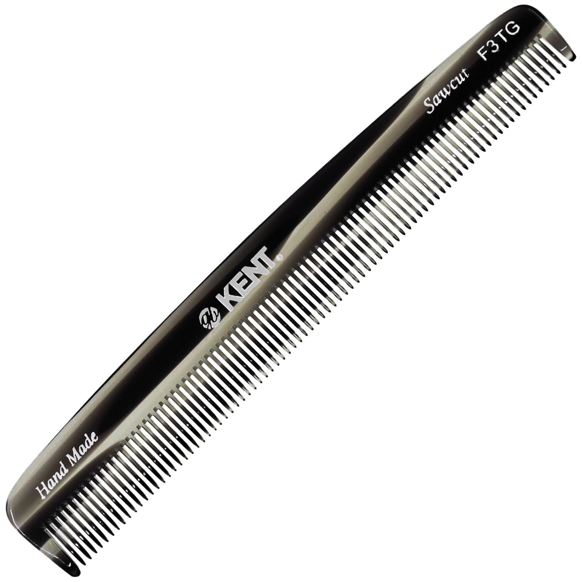 Kent F3T Black Graphite Fine Tooth Comb - Hair Parting and Straightening Comb for Men's & Women's Dandruff Remover, Saw Cut and Hand Polished Made in