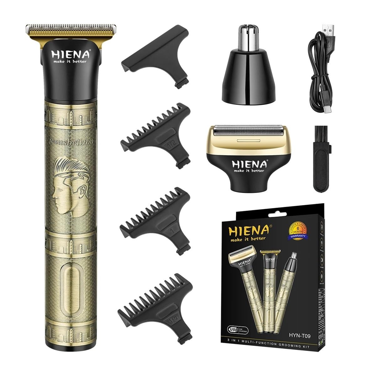 EWKYLSEM Razors 3-in-1 Precision Hair Cutting Machine- T-Blade Clipper and Wireless Beard Trimmer with USB Charging, Nose Hair Trimmer Beauty and Personal Care EWKYLSEM