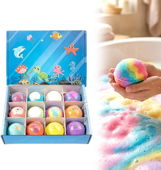 Ocean Toy Bath Salt Ball Sleeve Box Bath Bombs, 2026 New 12 Pack Bath Gift Bombs with Surprise Inside, Ocean Theme Bath Fizzies, Fizzy Bubble Bath Beauty and Personal Care Blissal