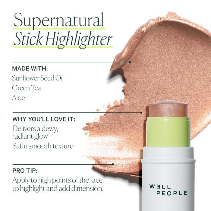 Well People Supernatural Stick Highlighter, Highlight Stick For Hydrated, Dewy Skin, Use On Lips, Cheeks & Eyelids, Vegan & Cruelty-free, Rose Glow Beauty & Personal Care Well People