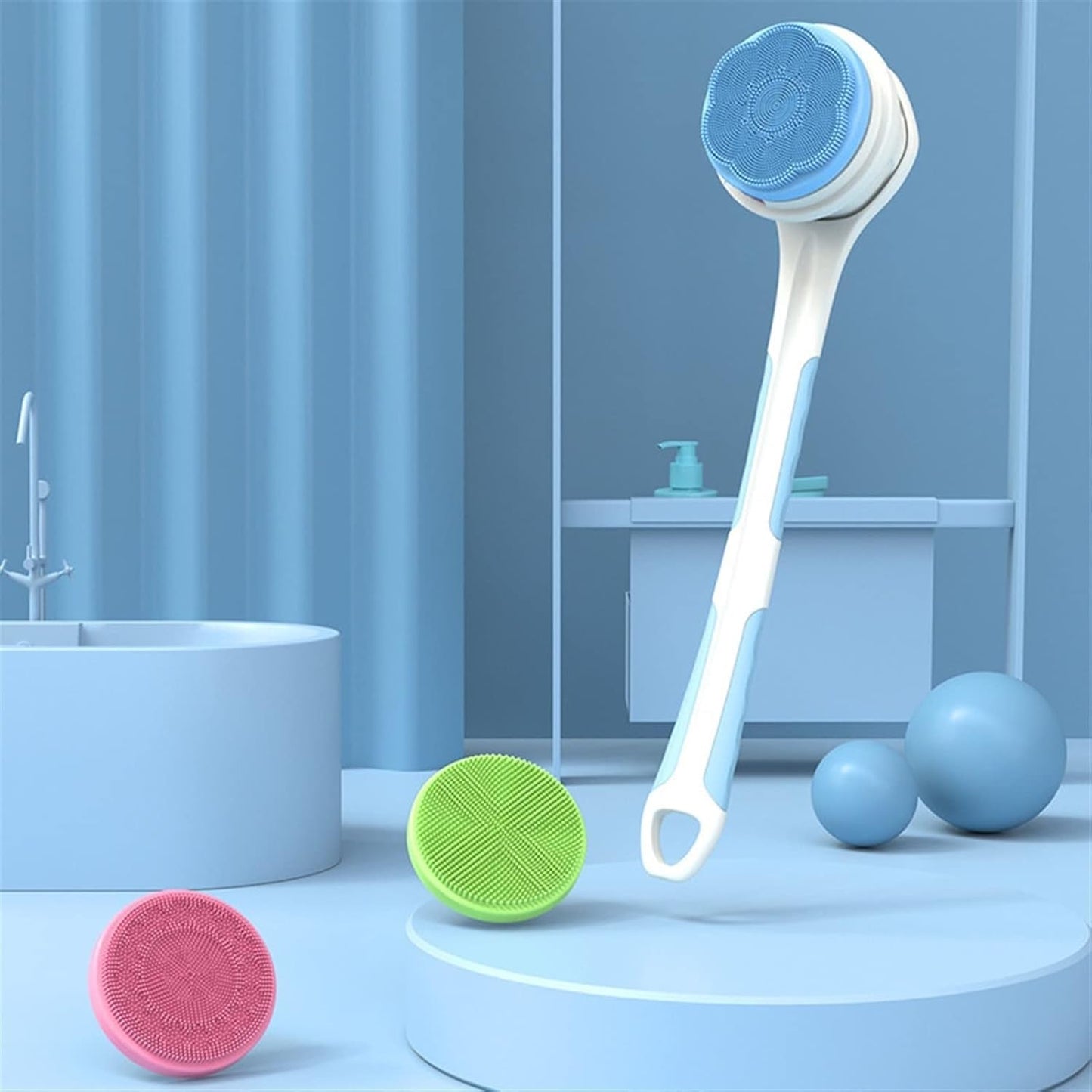 MISTPURE Body Brush Electric Bath Shower Brush Automatic Bath Cleaning Massage Body Brush Remove Exfoliating Scrub Long Handle(Blue) Beauty and Personal Care MISTPURE