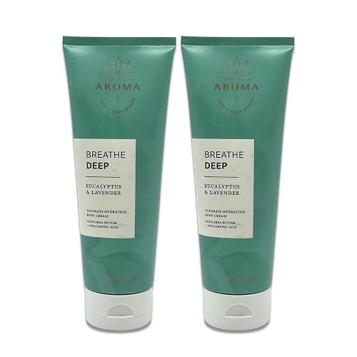Bath & Body Works - Aromatherapy - Breathe Deep Eucalyptus & Lavender - Ultimate Hydration Body Cream - Pack of 2-8oz Beauty & Personal Care Bath & Body Works