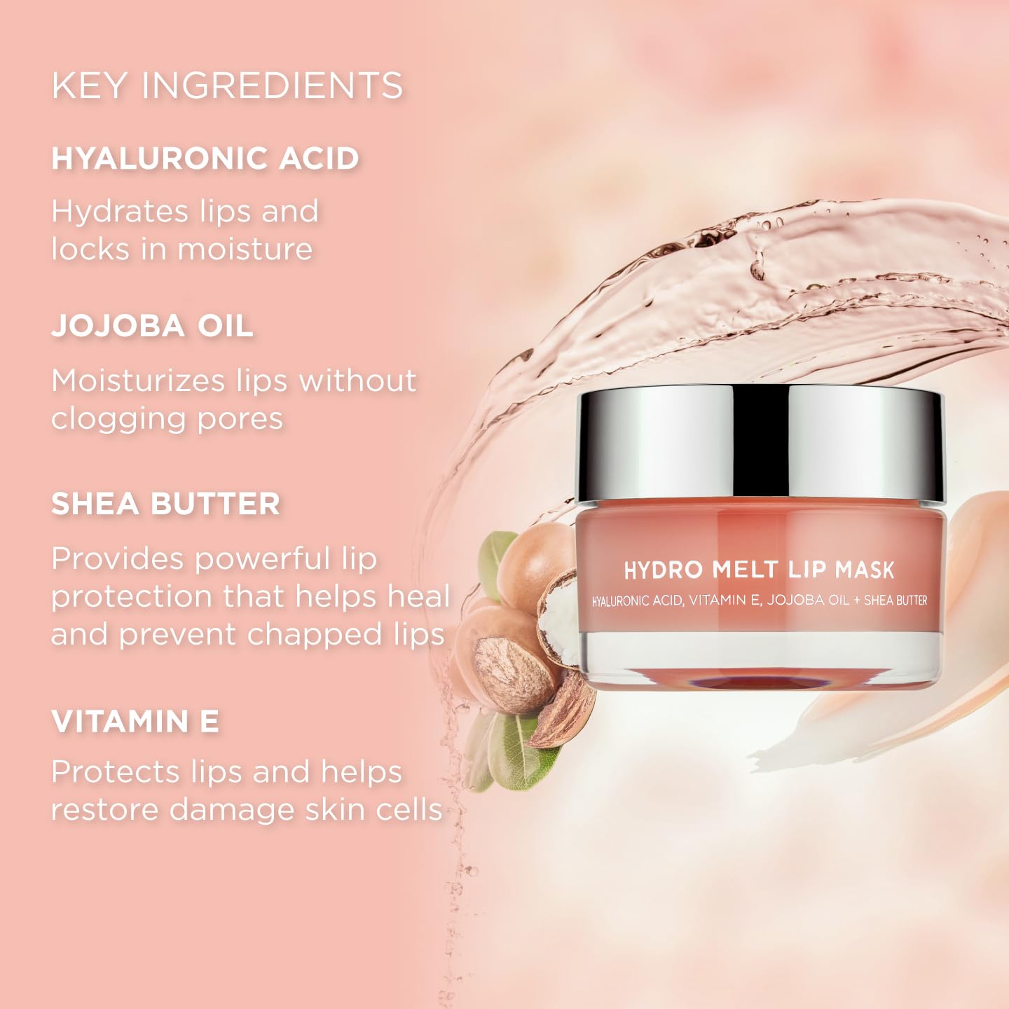 Sigma Beauty Hydro Melt Lip Mask - Hush - Lip Sleep Mask or Day Mask - Plumps, Hydrates and Adds Shine - Leave On Lip Mask with Hyaluronic Acid Beauty & Personal Care Sigma Beauty