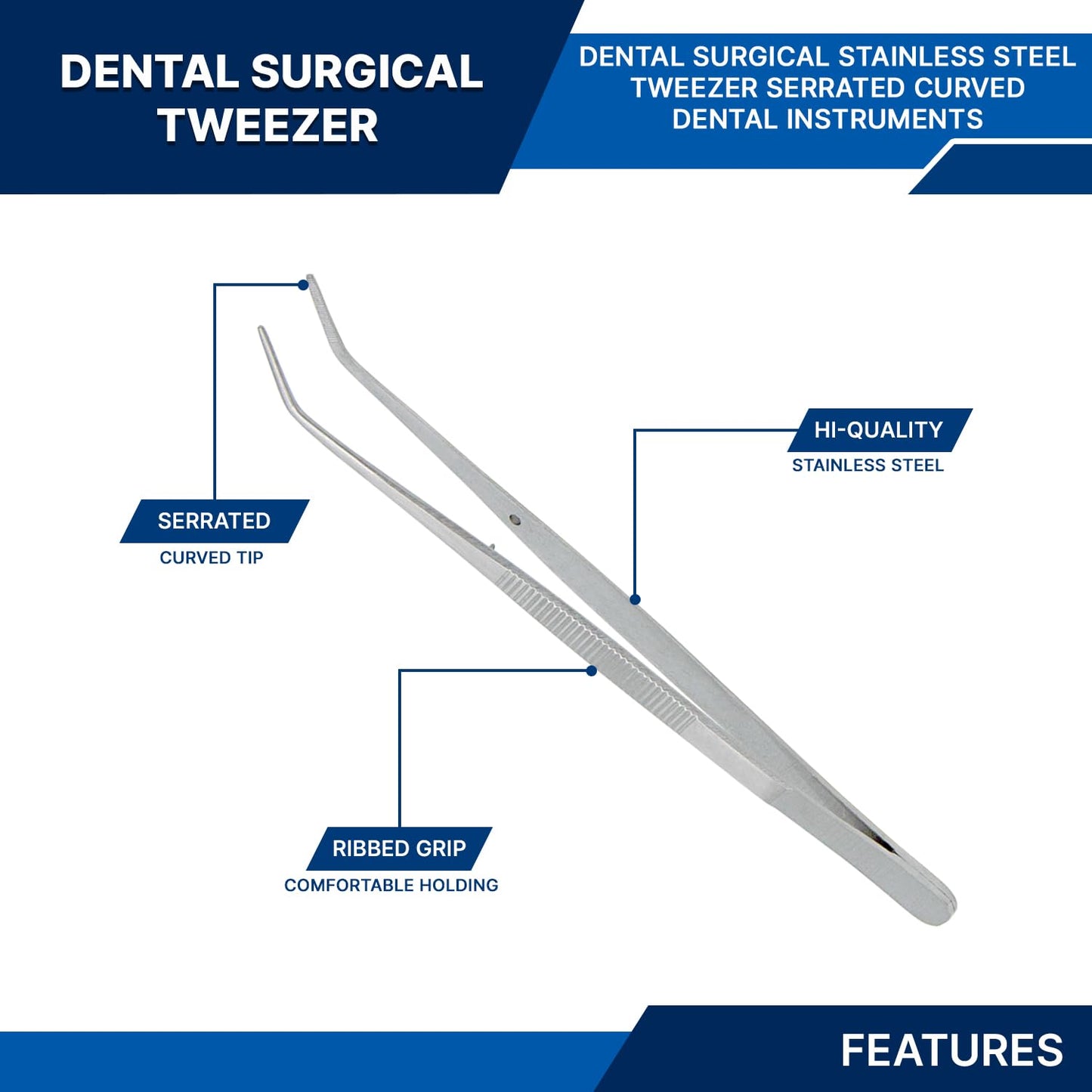 Stainless Steel Tweezers, with Curved Serrated Tip Multipurpose Tweezers Sewing Machine Tweezers Forceps for Craft Repairing (1) Beauty and Personal Care SURGICAL ONLINE