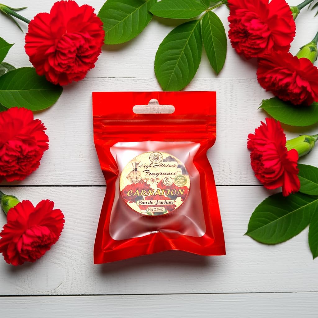 CARNATION Perfume - Eau de Parfum - Solid Balm - Natural Essential Oils Aromatherapy Fragrance (Dianthus Caryophyllus, Lily Fresh Green Floral Spicy Beauty & Personal Care HIGH ALTITUDE ORGANICS