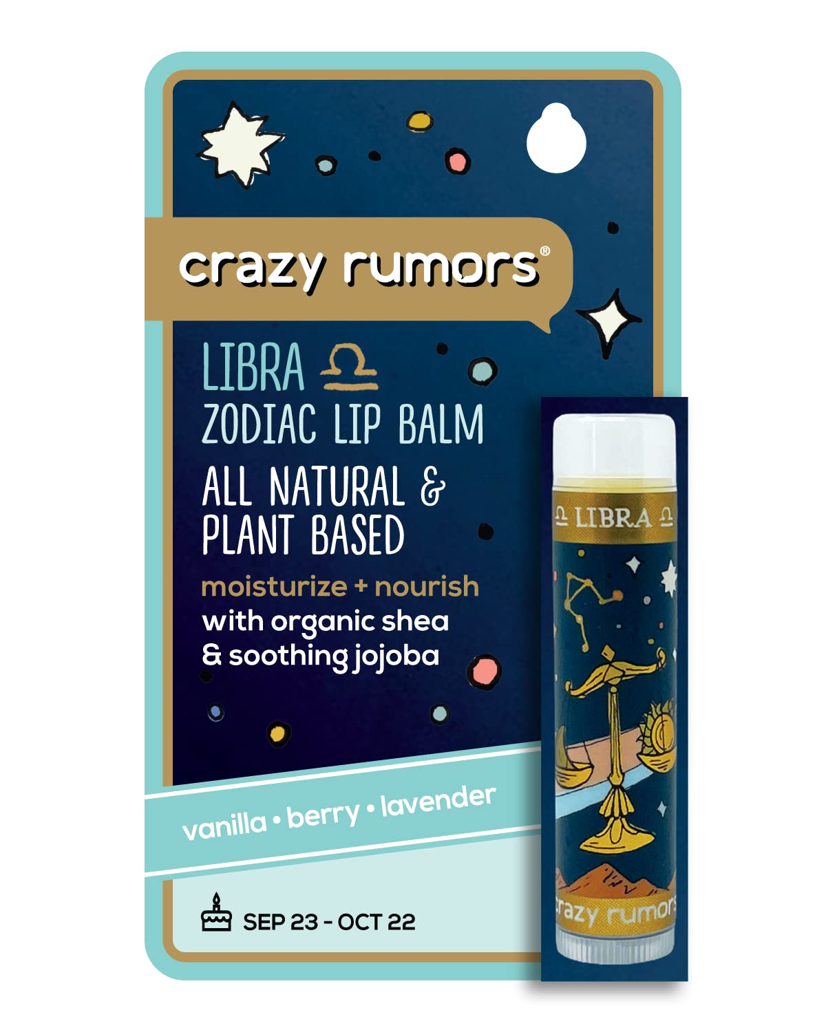 Crazy Rumors Libra Zodiac All Natural, Plant Based Lip Balm to Moisturize and Nourish your Lips - Air Blend Beauty and Personal Care Crazy Rumors