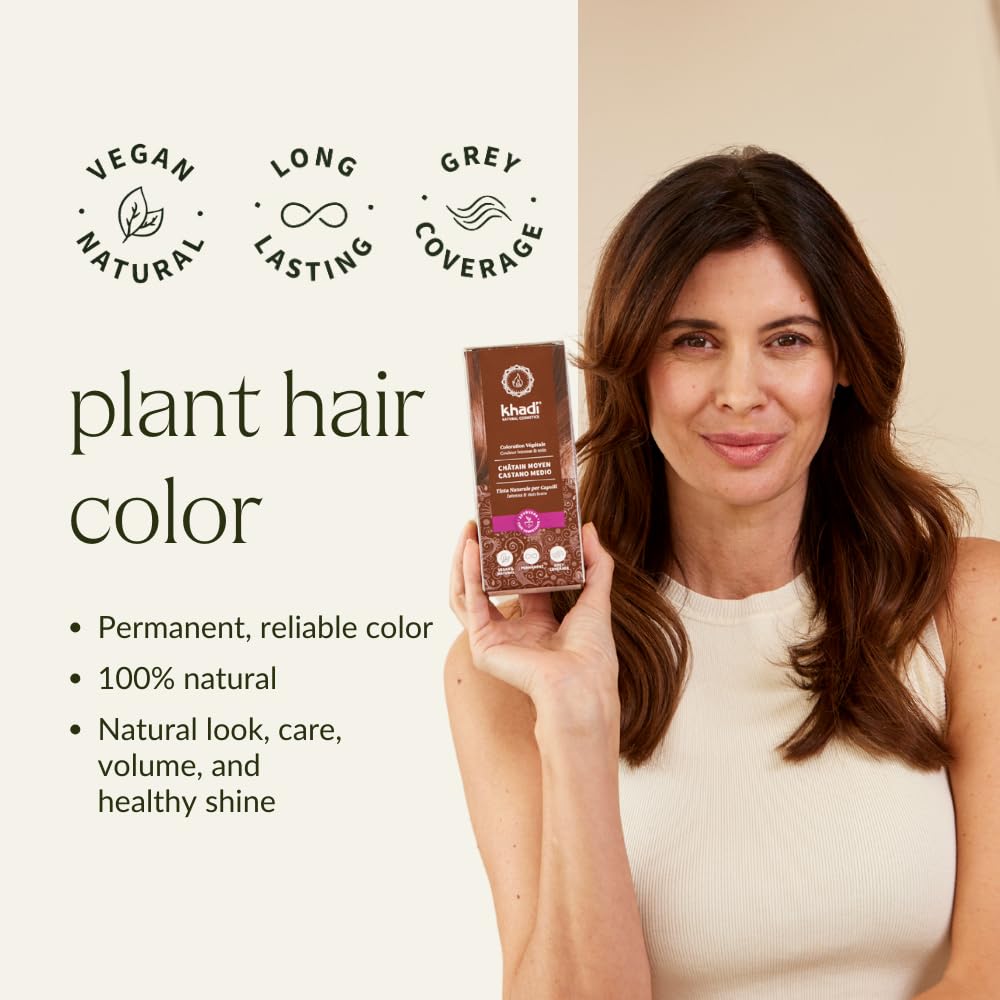 khadi LIGHT BROWN Natural Hair Color - Hair dye for light, warm fawn brown with lively reddish reflections - 100% herbal & natural - 3.5 oz Beauty & Personal Care KHADI