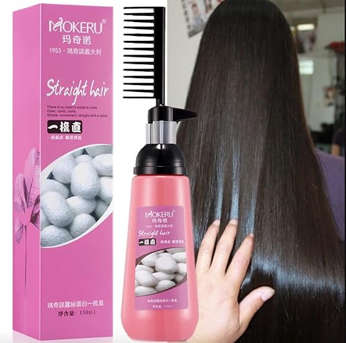Mokeru 150ml Easy Using Smooth Hair Straightening Cream Nourishing Straight Hair Cream Treatment With Brush, Hair Straightening Treatment For Curly Beauty & Personal Care MADAME FIN