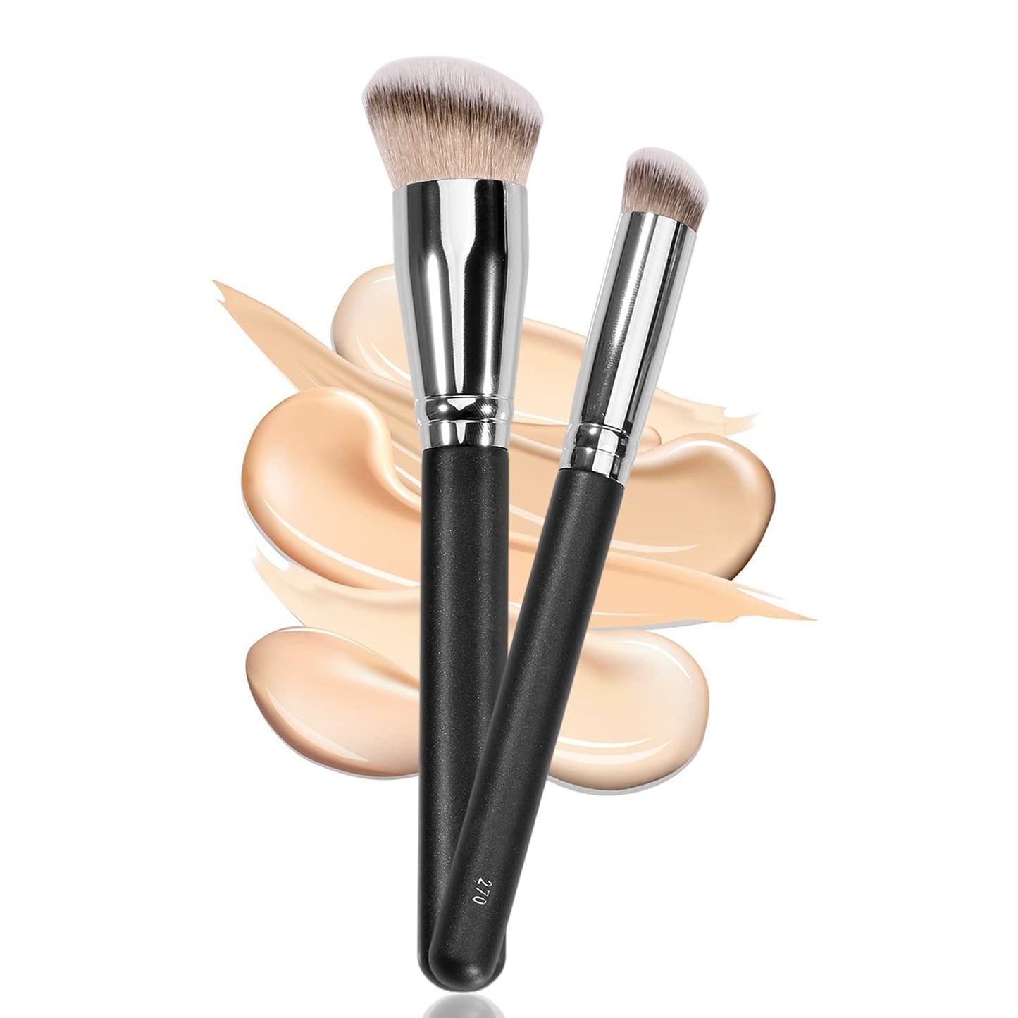 Kugge Under Eye Concealer Brush & Foundation Brush for Liquid Makeup, 2PCS Dense Synthetic Angled Kabuki Blending Makeup Brush, for Liquid, Cream Beauty & Personal Care Kugge