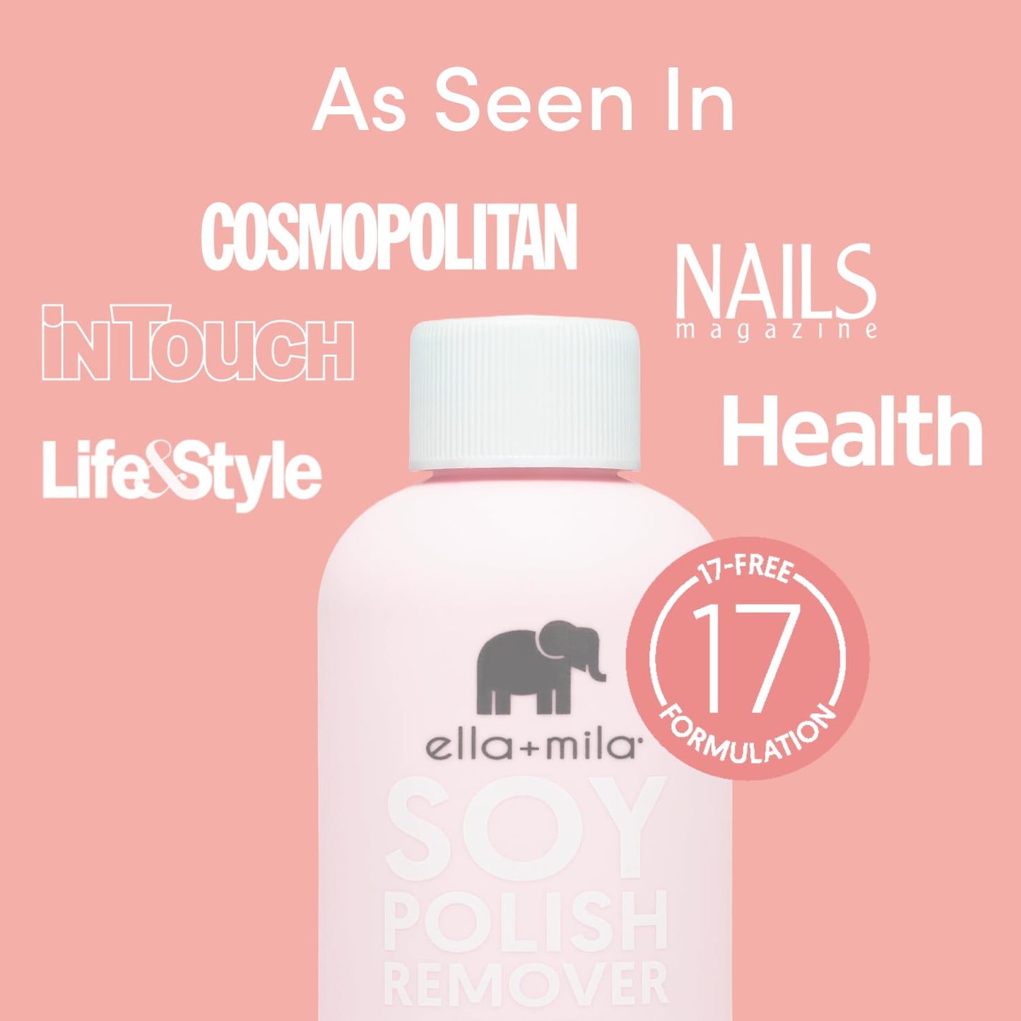 ella+mila Soy Nail Polish Remover Non-Acetone Nail Polish Remover - Non-Toxic Fingernail Polish Remover - For Natural Nail Polishes - Enriched Beauty and Personal Care ella+mila