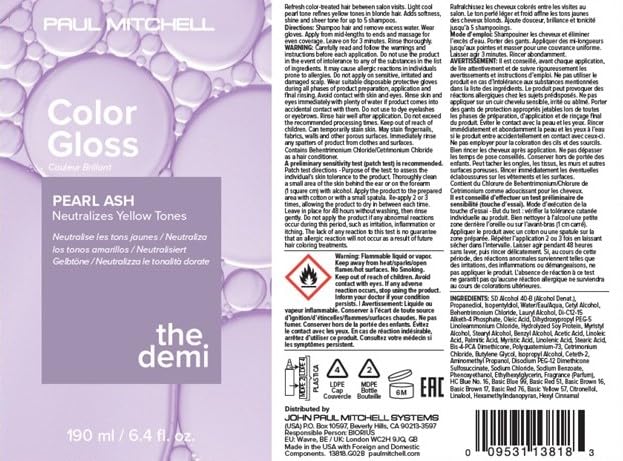 Paul Mitchell The Demi Color Gloss, Glosses in 3 Minutes, Peal Ash, 6.4 Fl Oz Beauty & Personal Care Paul Mitchell