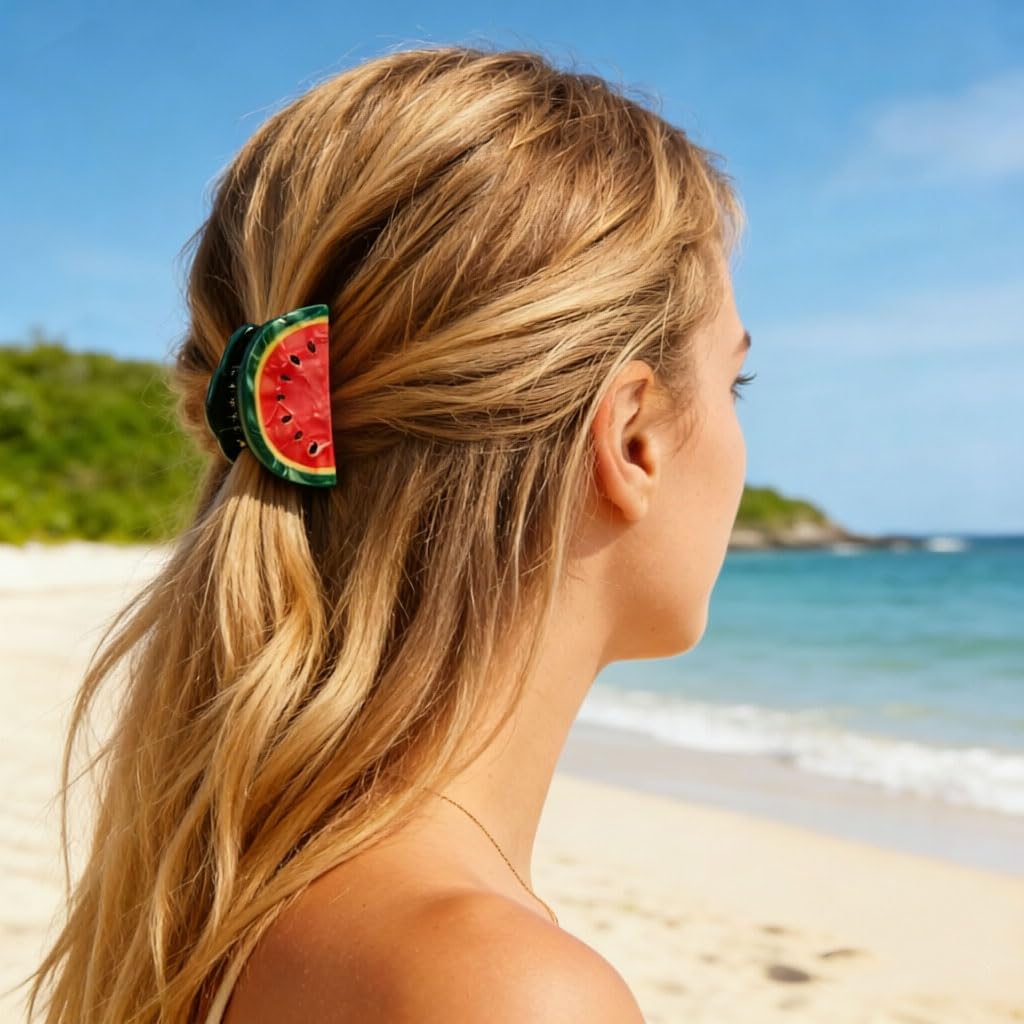Cute Fruit Watermelon Hair Claws and Clips - Fashion Summer Barrettes, Acetate Claws for Thin, Medium & Short Hair, Hair Accessory Gifts Beauty & Personal Care BVGA