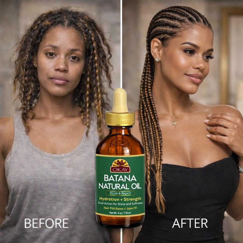 OKAY Batana Oil 4 oz - 100% Pure Natural Hair & Scalp Oil for Hair Growth, Moisturizing Dry Damaged Hair, Strengthens, Nourishes & Restores Shine, 118