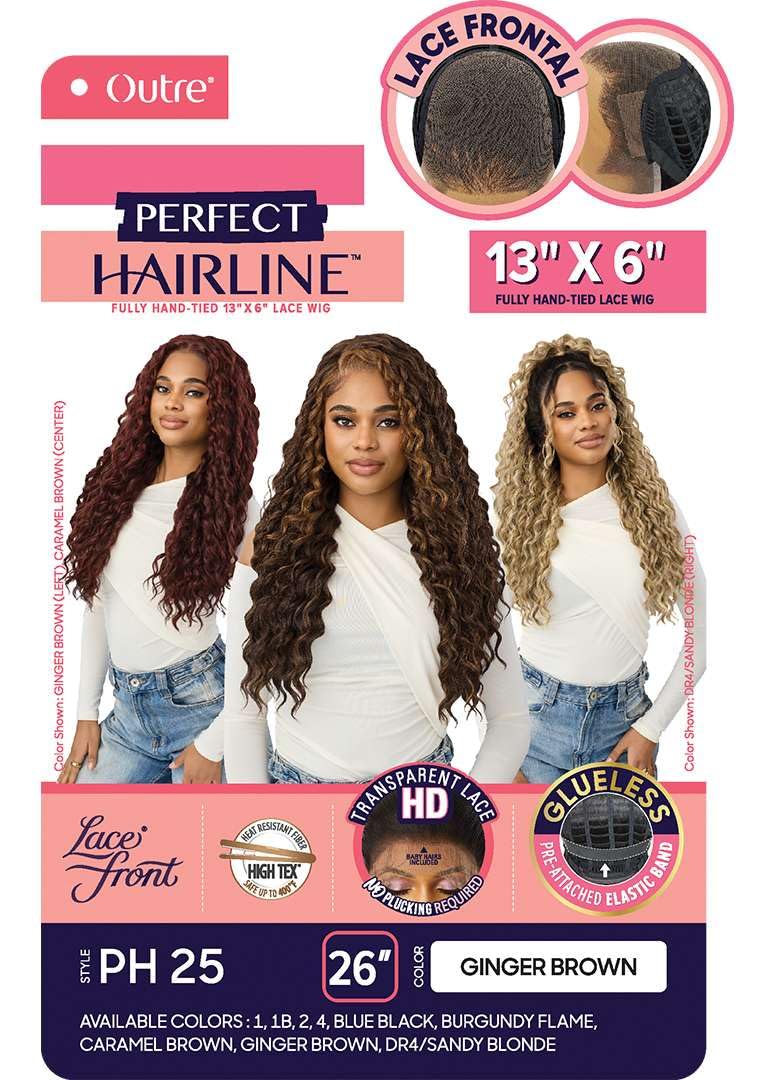 Outre Lace Front Wig - Perfect Hair Line 13X6 Frontal - PH 25 (GINGER BROWN)