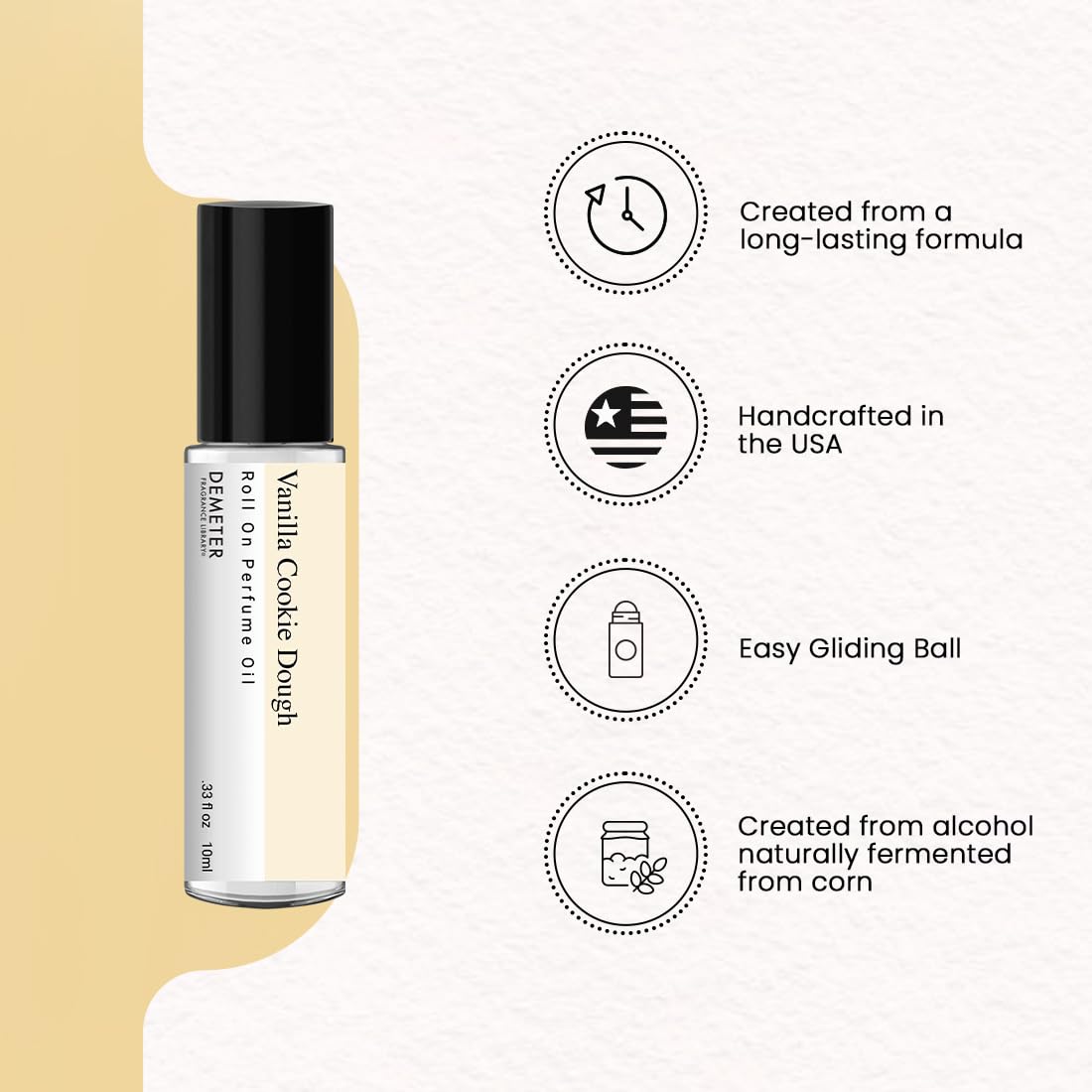 DEMETER Vanilla Cookie Dough Roll On Perfume Oil, 0.33 Oz, Long-Lasting Beauty & Personal Care DEMETER