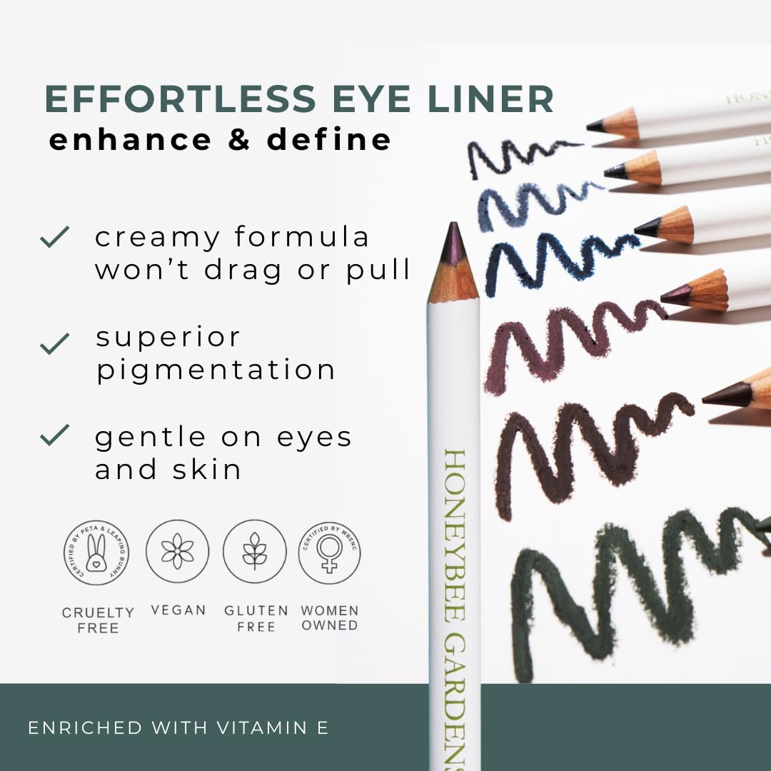 Honeybee Gardens Effortless Eye Liner Pencil in Blue Jeans, Rich Pigmentation, Smooth, Long-Wearing, Vegan, Gluten-Free Beauty & Personal Care Honeybee Gardens