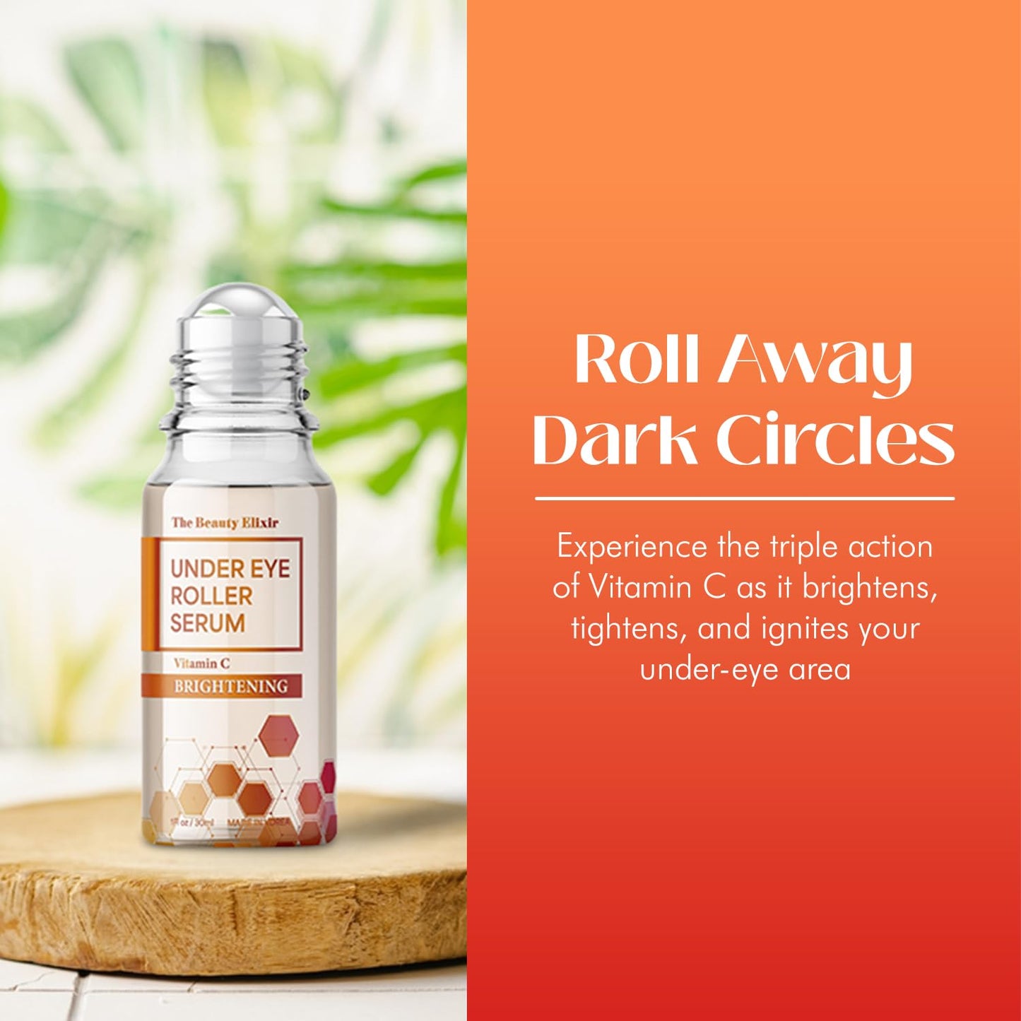 The Beauty Elixir Vitamin C Eye Roller For Puffy Eyes & Dark Circles - Dermatologist Tested, Brightens Under Eyes & Crow's Feet Treatment, Natural Beauty & Personal Care The Beauty Elixir