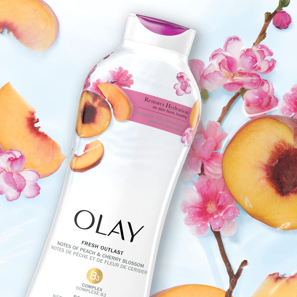 Olay Fresh Outlast Paraben Free Body Wash with Energizing Notes of Peach and Cherry Blossom, 650 mL Beauty & Personal Care Olay