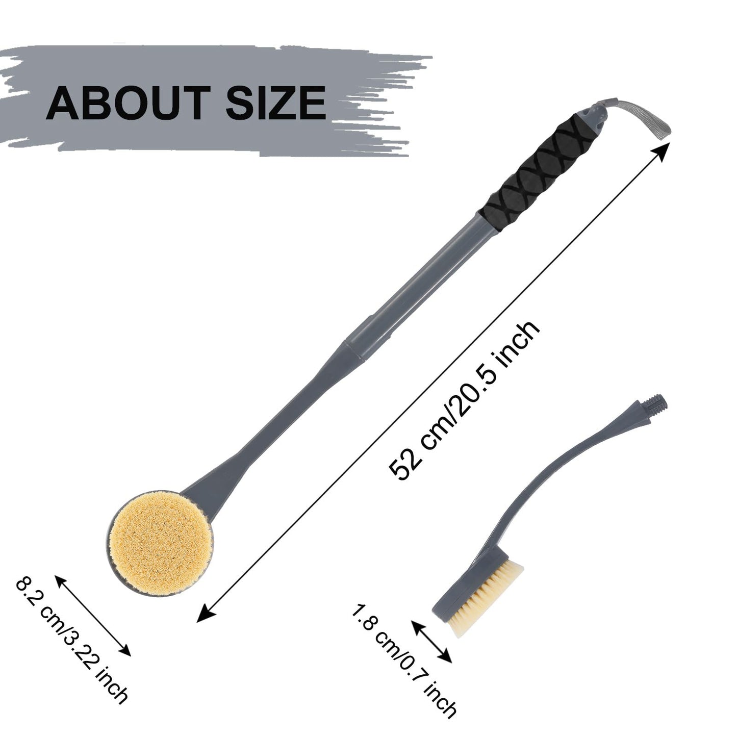 Gobiteli Back Scrubber for Shower,20.5" Long Handle Shower Brush for Body for Deep Clean,Back Brush for Shower for Men Women(Grey) Beauty and Personal Care Gobiteli