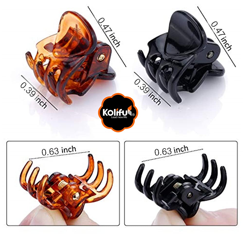 100pc/pack 1cm Hair Claws Clip for Women Girls Black & Brown & clear Plastic Mini Hairpin Hair Clip Clamp Hair Accessories Gifts (brown+black each