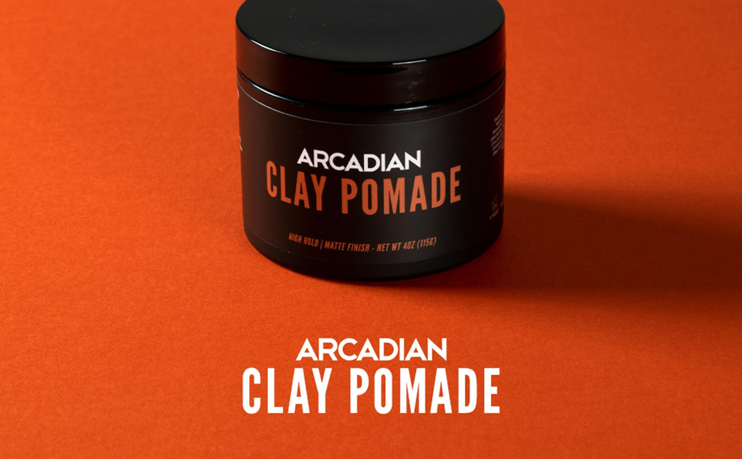 Arcadian Grooming Clay Pomade for Men - Vegan Matte Finish, Strong High Hold, 4oz Beauty & Personal Care Arcadian