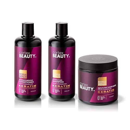 Cortex Beauty | Keratin Hydrating Shampoo, Strengthening Conditioner, and Reviving Hair Mask Set Beauty & Personal Care Cortex International