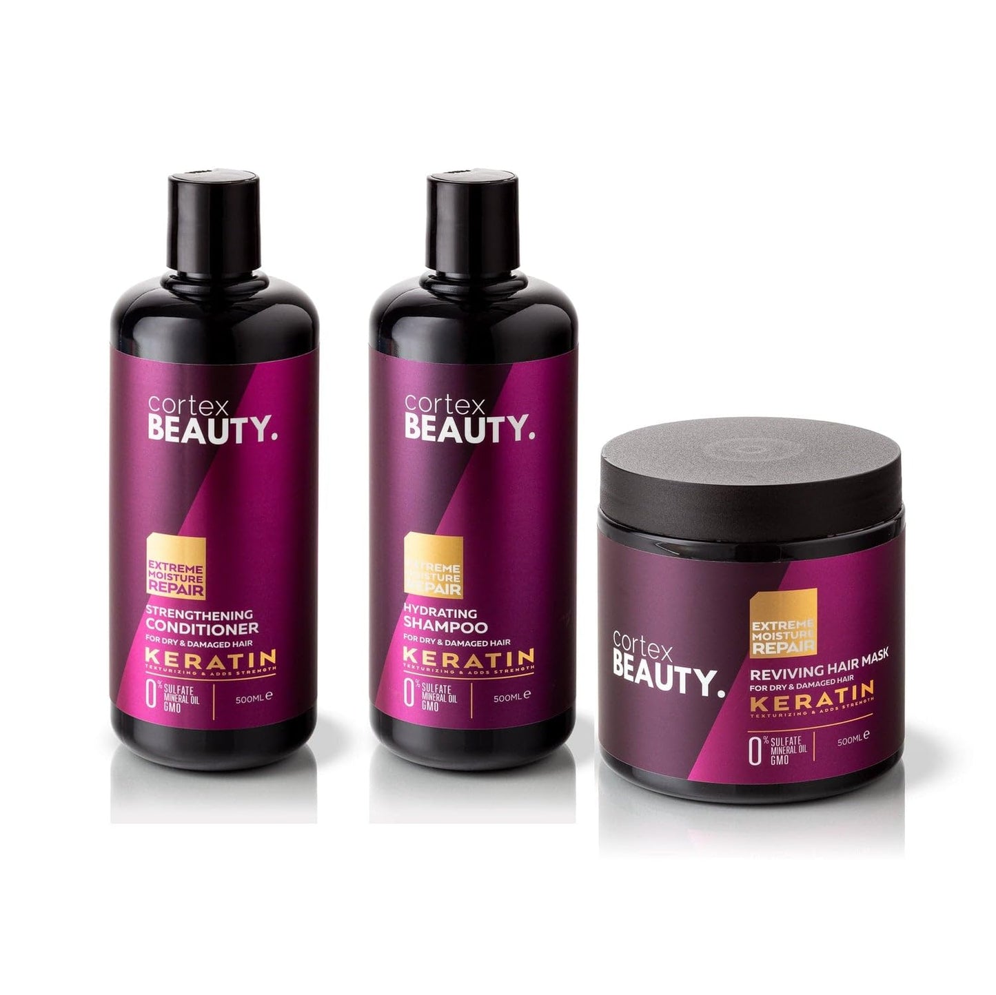 Cortex Beauty | Keratin Hydrating Shampoo, Strengthening Conditioner, and Reviving Hair Mask Set Beauty & Personal Care Cortex International