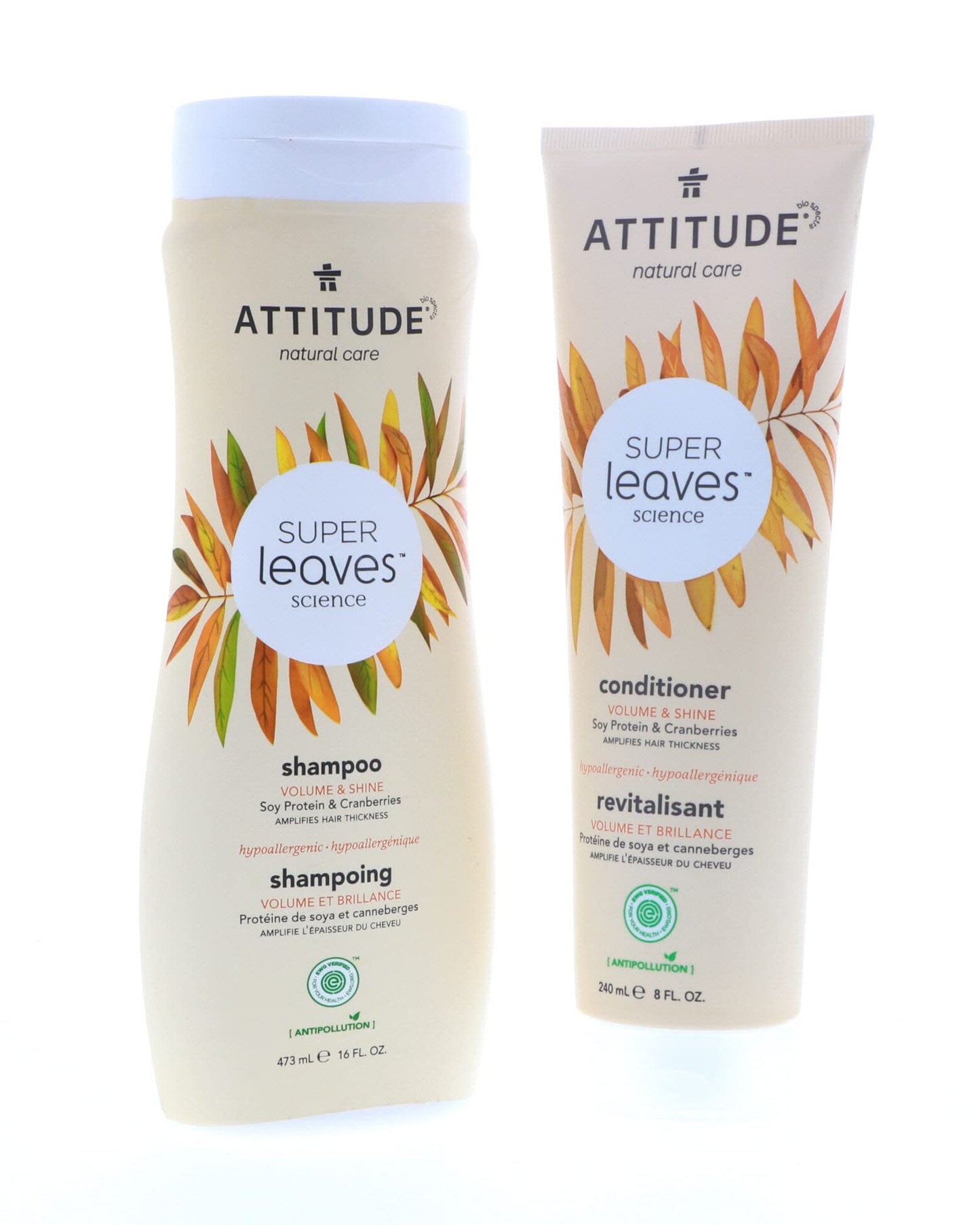 ATTITUDE Super Leaves Volume Shine Shampoo Conditioner- Soy Protein & Cranberries Bundle with Vitamin B5 Watercress Indian Cress, Raspberry, 16 Fl Oz Beauty & Personal Care ATTITUDE