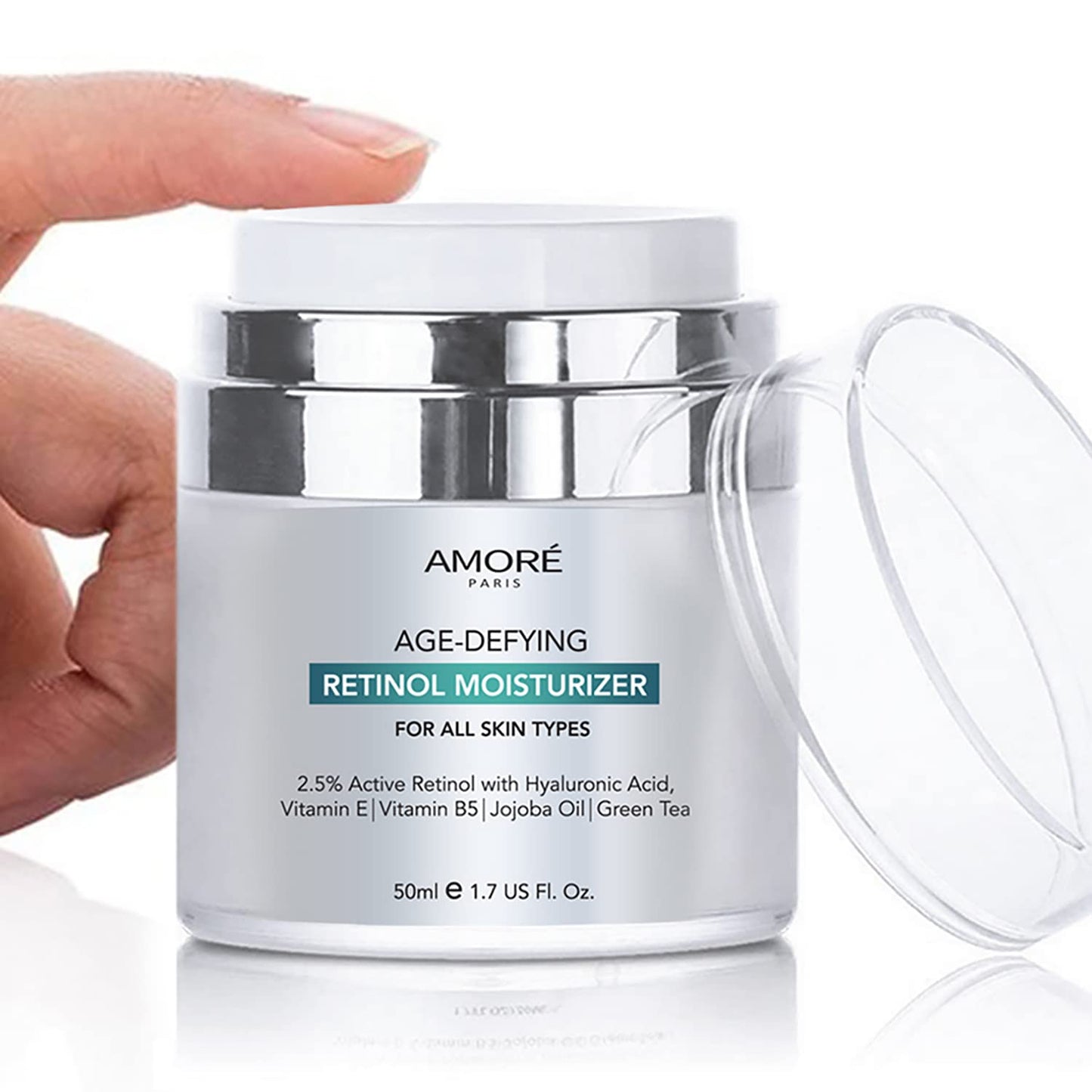 Retinol 2.5% High Potency Anti-Aging Moisturizer Cream (1.7 Fl. Oz.), Silver Beauty & Personal Care Amore Paris
