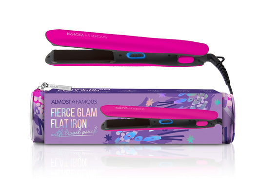 Fierce Glam by Almost Famous, Flat Iron with Travel Pouch - Pink