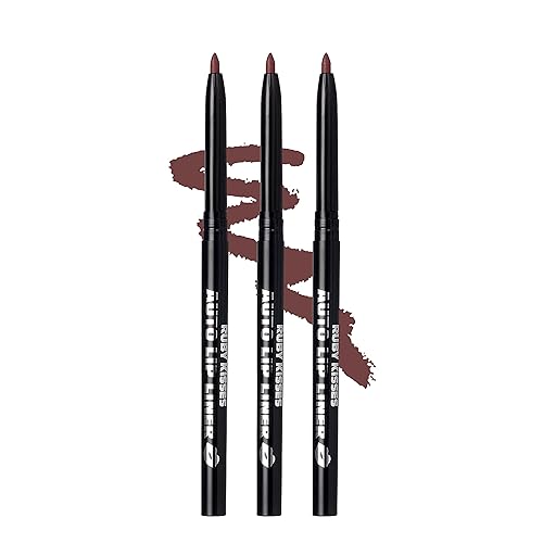 Ruby Kisses Auto Lip Liner Pencil (Cocoa 3 Pack), Long Lasting & Non-Fading, Smooth Application, Non-Feathering with Rich Pigmented Color, No Beauty & Personal Care Ruby Kisses