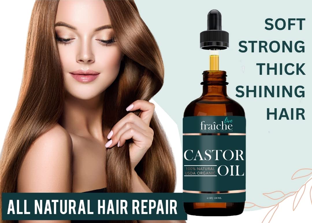 Live Fraiche Organic Castor Oil (4oz) + Filled Mascara Tube, 100% USDA Pure, Cold Pressed, Hexane Free Lash Serum Hair Growth Oil for Eyelashes Beauty and Personal Care Live Fraiche