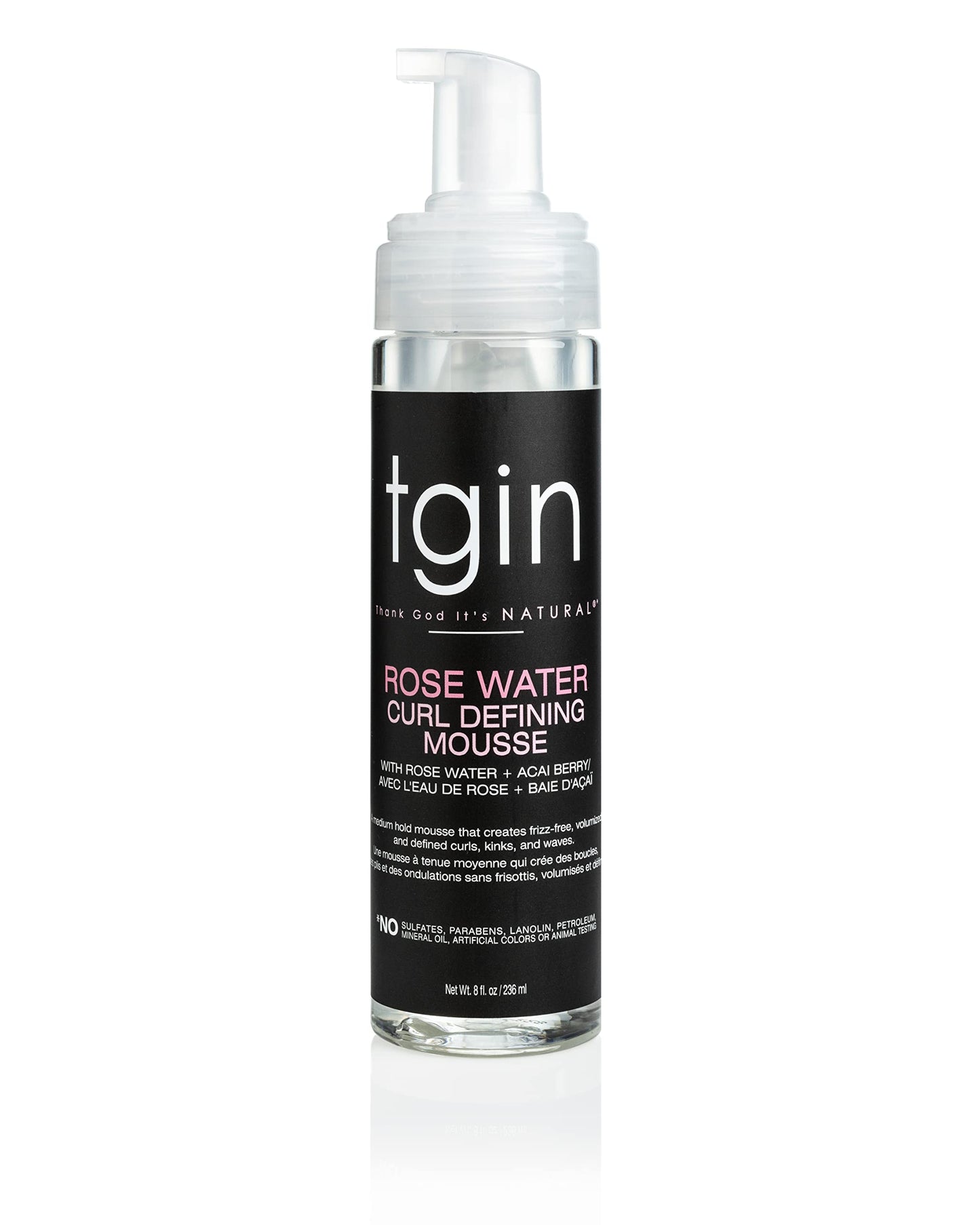 tgin Rose Water Curl Defining Mousse - Curly Hair Products with Lightweight Hold - Moisturizes and Defines Waves Without Crunch - Hair Mousse Without Beauty & Personal Care Thank God It's Natural