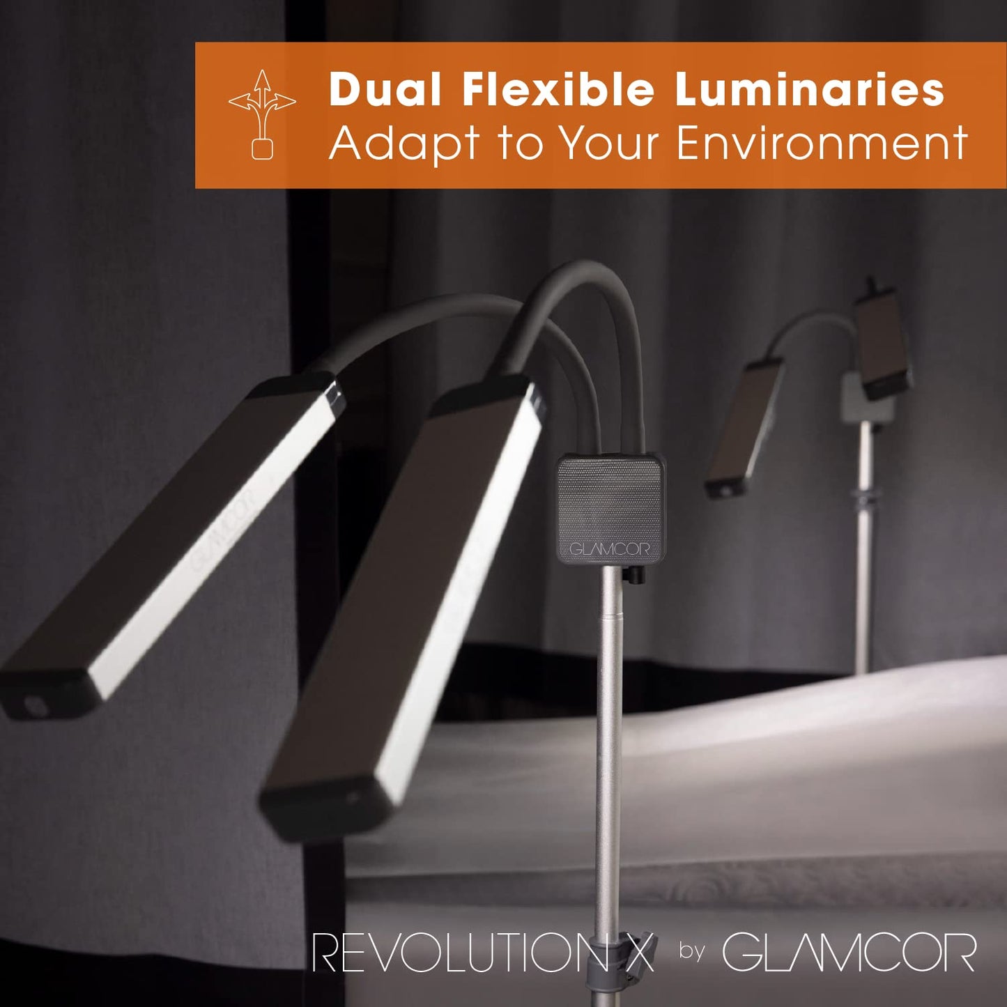 GLAMCOR Revolution X Portable LED Lighting Kit for Makeup Artist, Esthetician and Tattoo Artist | HD 5600K Lighting | Dual-Length arms for Precise Beauty & Personal Care GLAMCOR