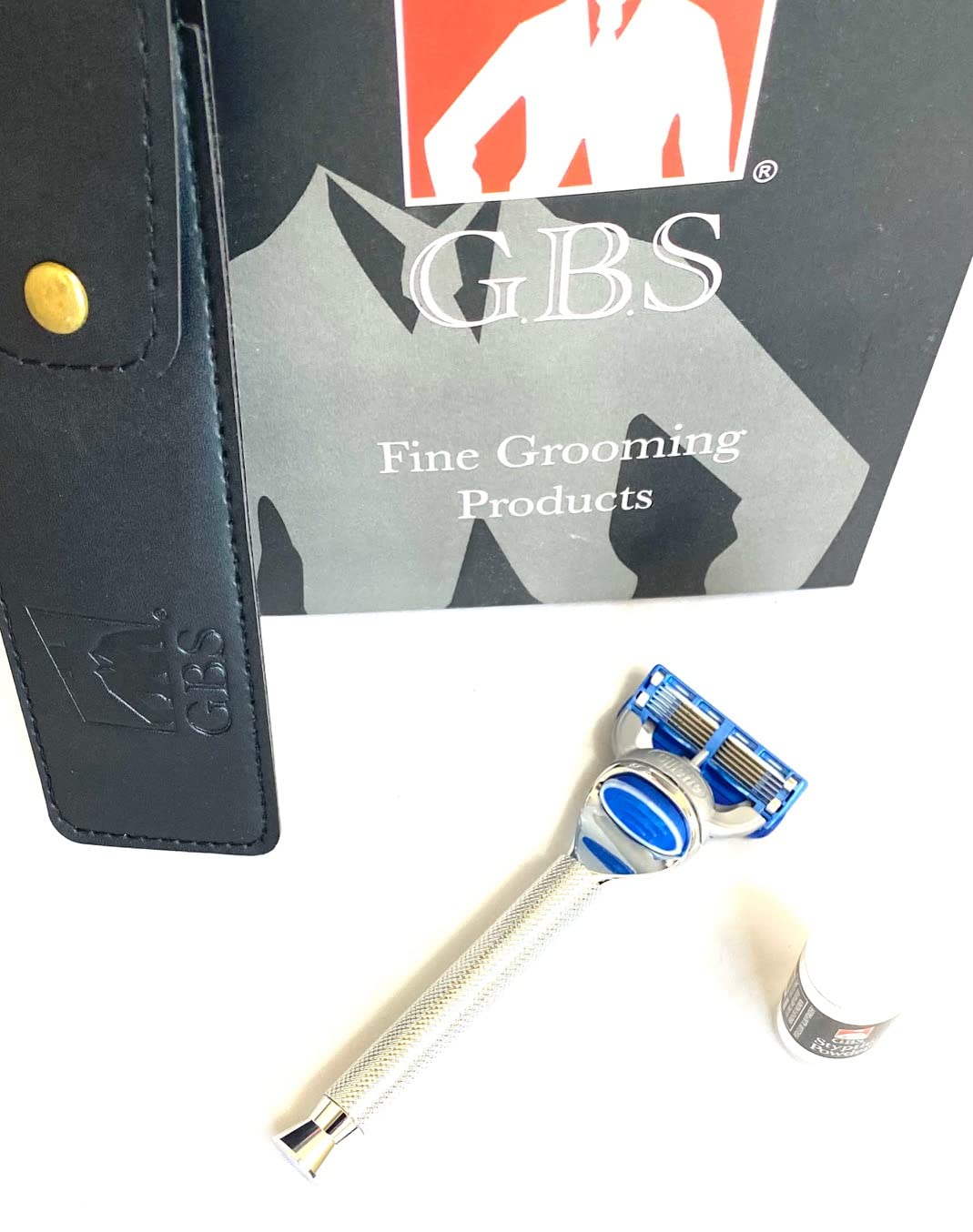 G.B.S 5 Blades Compatible Razor with Chrome Handle, Case and Styptic Powder Beauty and Personal Care G.B.S