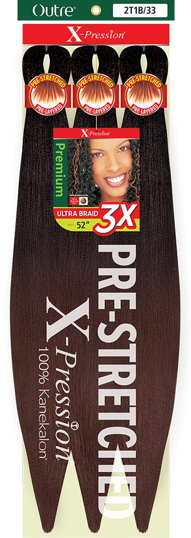 Outre X-Pression Braid - Pre Stretched Braid 52" 3X (5 Pack, 2T1B/33)