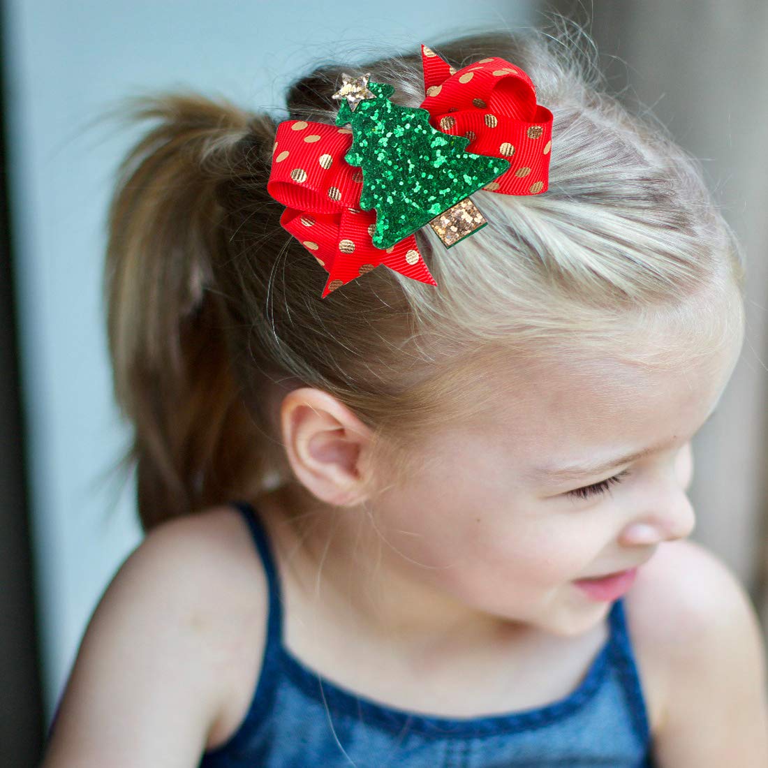 5 Pcs Christmas Sequins Alligator Clips Girls Hair Clips Bows Barrettes Hair Accessories,Include Santa,Christmas Tree and Cap, Elk Styles Beauty & Personal Care BPNHNA
