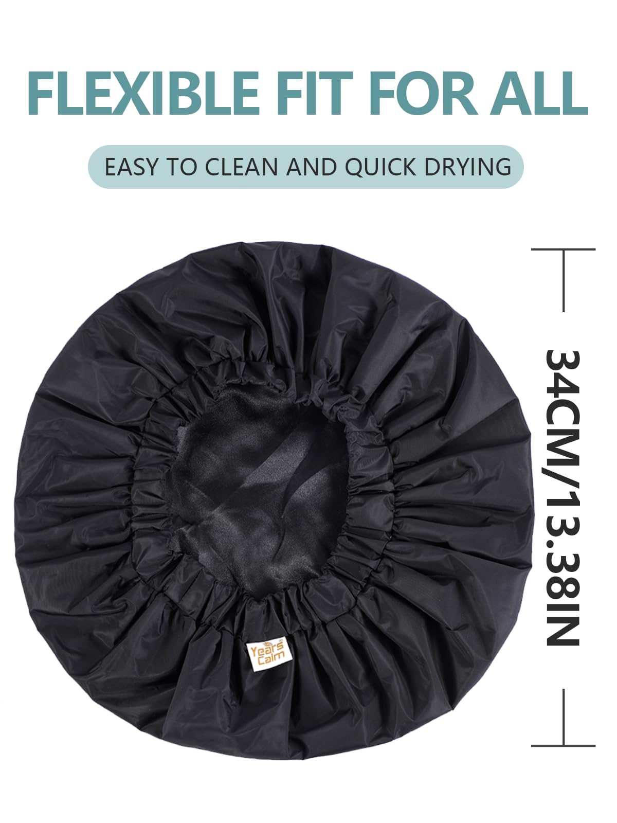Years calm Reusable Waterproof Shower Caps for Women, Hair Caps for Showers, Double-Layer Elastic Design, for All Hairstyles, Travel-Friendly (black) Beauty and Personal Care Years calm