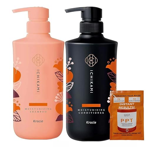 First Hair Kracie Ichikami Moisture Hair Care Shampoo & Conditioner Set, For dry and frizzy hair set with Hair Mask Beauty & Personal Care SOFIA BY ODE