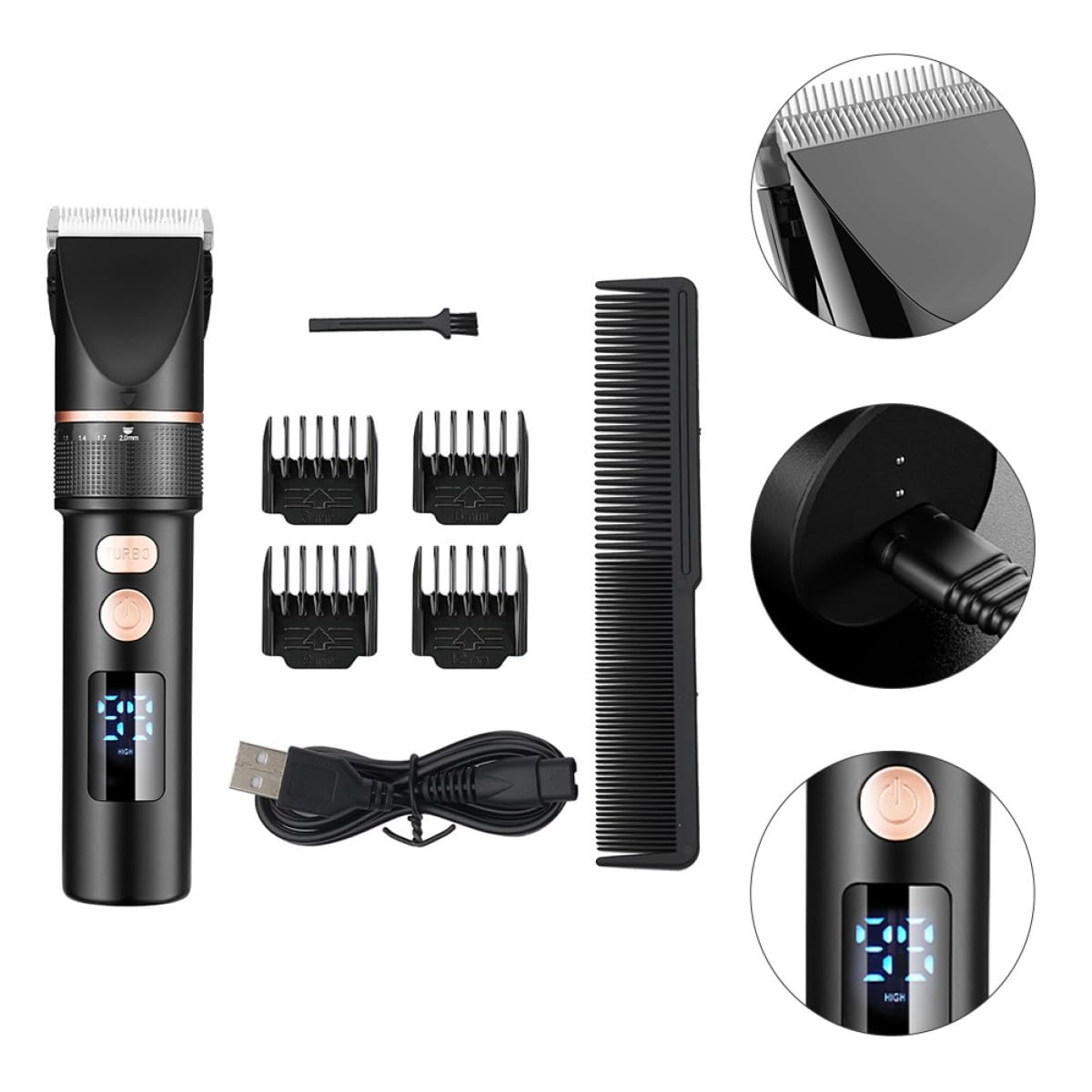MAGICLULU Electric Hair Clipper Trimmer with LCD Display 3-Speed Adjustable Cordless Hair Cutting Kit for Men and Barbers Professional for Home Beauty and Personal Care MAGICLULU