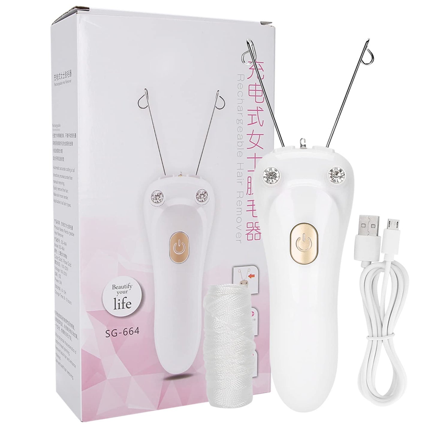 JTLB Electric Thread Epilator Epilator Cotton Thread Epilator with USB Charging (USB Cable Cotton Thread Host) (Gold) Beauty and Personal Care JTLB